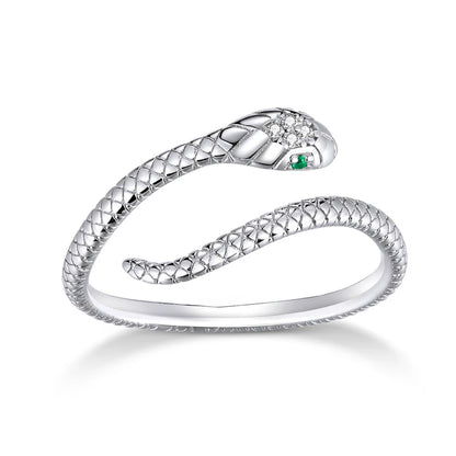WOSTU 925 Sterling Silver Pet Cat Stackable opening Ring For Women Snake Dog Adjustable rings Fine Jewelry Party Birthday Gift