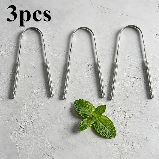 1/3Pcs U‑Shaped Stainless Steel Tongue Scraper,Reusable Tongue Cleaner,Portable Oral Care Tool for  Breath Removal  Men & Women