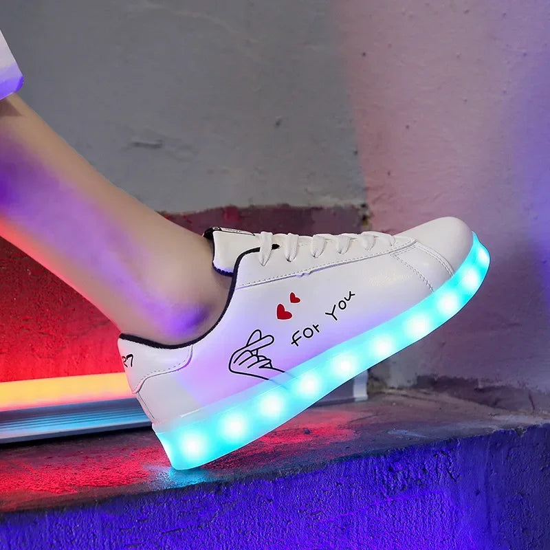 Maogu 2026 Adult Unisex Womens Mens Kid Luminous Sneakers Glowing USB Charge Boys LED Colorful Light-up Shoes Girls Footwear