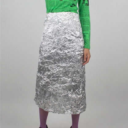 Women's Clothing 2026 Spring New Skirt Pleated High Waist Rear Split Fork Fashion Trend Versatile Hip Skirt