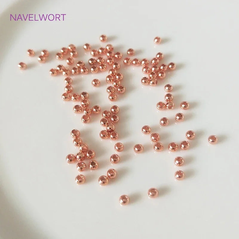 2mm-6mm 18K Gold Plated Round Spacer Beads For Bracelet Making,Beads Separators,Brass Beads For DIY Jewelry Making Accessories