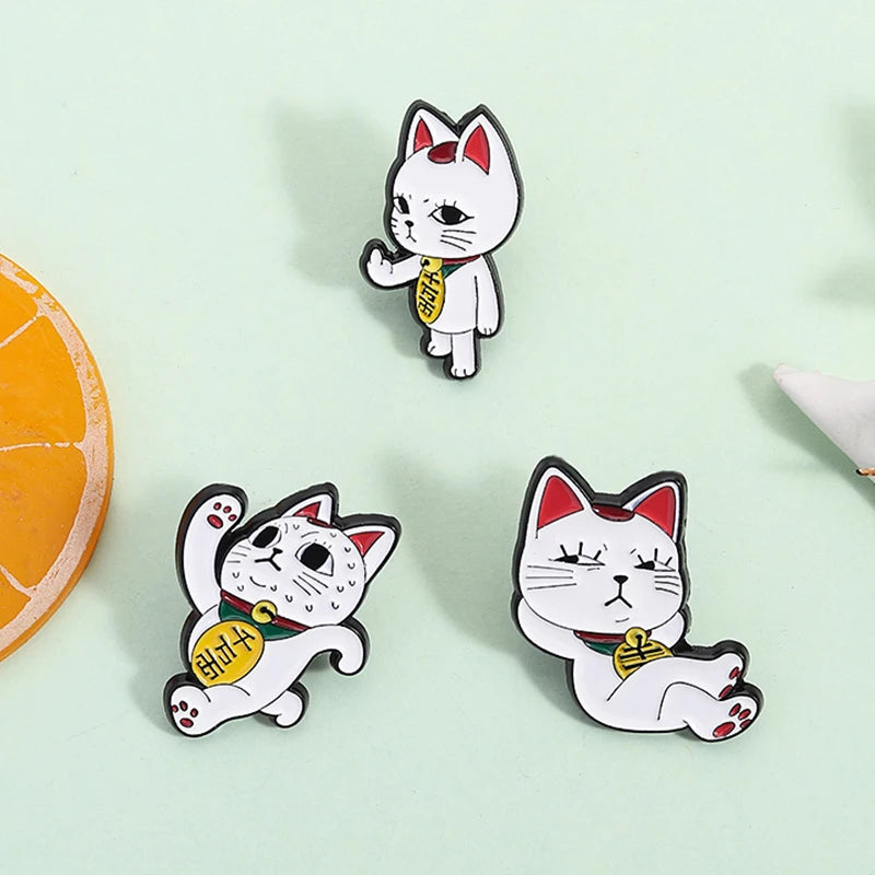 Funny Middle Finger Cat Enamel Pins - Turbo Granny Spying Cartoon Anime Characters Brooches Lapel Badge for Humorous Gifts