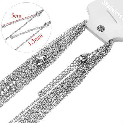 10pcs/lot 45+5cm Stainless Steel Cable Link Chains in Bulk for DIY Necklaces Chokers Jewelry Making Adjustable Wholesale Chains
