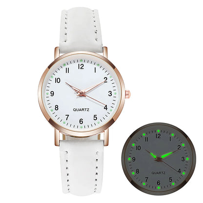 Ladies Diamond-Studded Luminous Retro Female Watch Leather Belt Quartz Watch Women Simplicity Casual Decoration Wristwatches