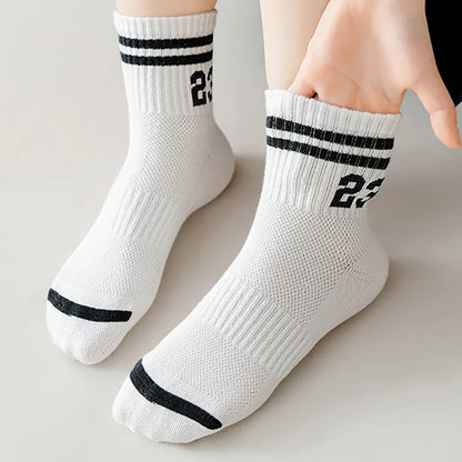5 Pairs of Children's Socks, Thin Breathable Mesh Socks for Summer, Fashionable Sports Socks for Spring and Autumn, Student Sock