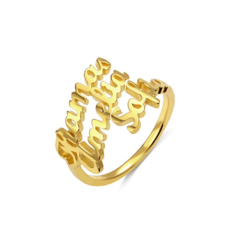 Treebud Custom Name Rings for Women Men Stainless Steel Personalized Nameplate Adjustable Ring Jewelry Gifts Dropshipping