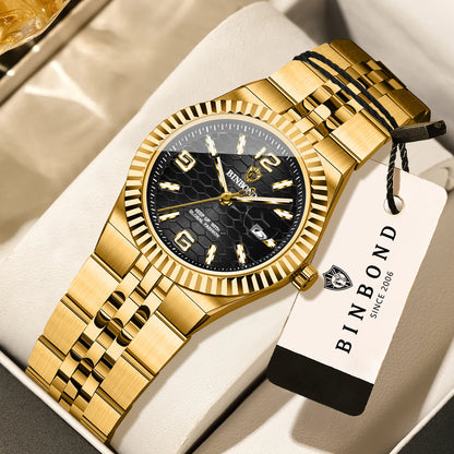 BINBOND Luxury Quartz Wristwatches For Women Luminous Waterproof Auto Date Women's Watches Ladies Fashion Casual Reloj Best Gift