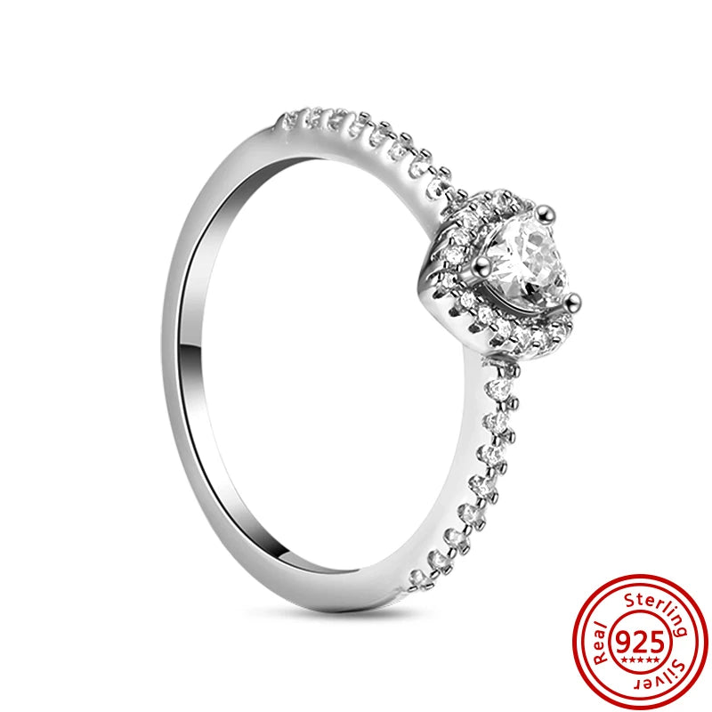 New 925 Sterling Silver Shiny Classic Square Crown Heart-shaped Ring Exquisite Luxury Charm Jewelry Holiday Surprise Gifts