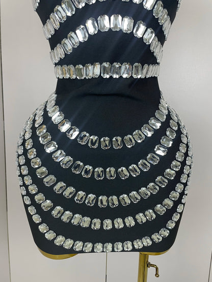 Women 2025 Sparkly Rhinestones Bodycon Strapless Mini Bandage Dress Backless Fashion Evening Party Club Luxury Birthday Dresses