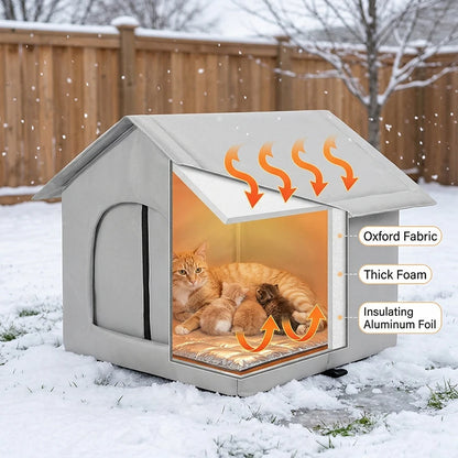 Waterproof Outdoor Cat House Foldable Cat Bed Pet Shelter Warm Insulated Small Dog House for Indoor & Outdoor Cats Small Puppies
