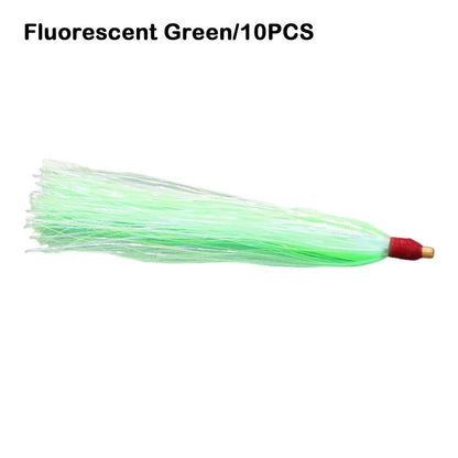 10PCS Colorful Rubber Trolling Skirt Fishing Bait Flash Line Portable Tuna Lure Artificial Bait Rig Fishing Hooks Fishing Tackle