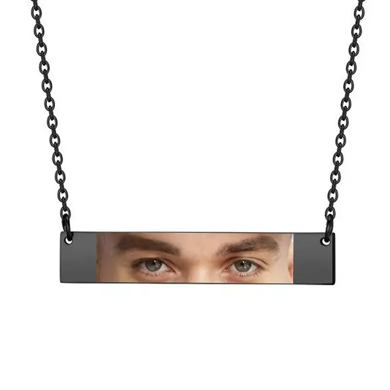 Personalized Eyes Necklace for Men Women Custom Eye Picture Pendant Necklace Engraving Name Necklaces Jewelry Gifts for Him Her