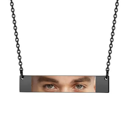 Personalized Eyes Necklace for Men Women Custom Eye Picture Pendant Necklace Engraving Name Necklaces Jewelry Gifts for Him Her
