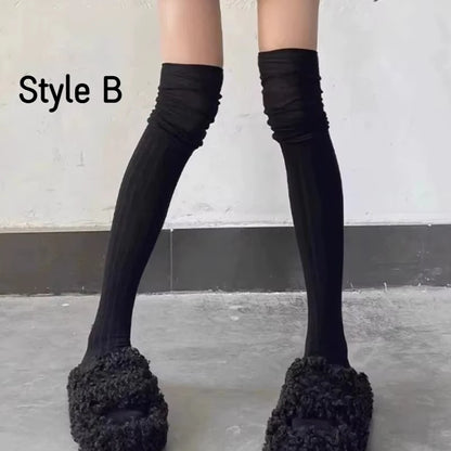 Spring Fall Knee High Stockings for Women White Vertical Stripe Long Socks Fashion Girls JK Skinny Boots Sock Japanese Style
