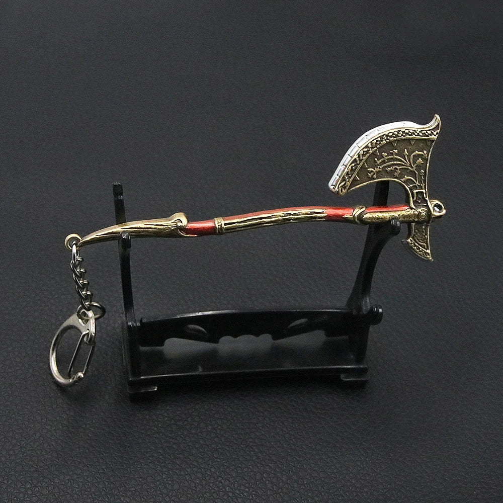 New God of War 5 Ragnarok Keychain Thor's Hammer Mjolnir Key Chain Levitan's Axe Keyring Blades of Exile Chaos Game Accessories