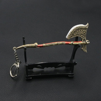 New God of War 5 Ragnarok Keychain Thor's Hammer Mjolnir Key Chain Levitan's Axe Keyring Blades of Exile Chaos Game Accessories