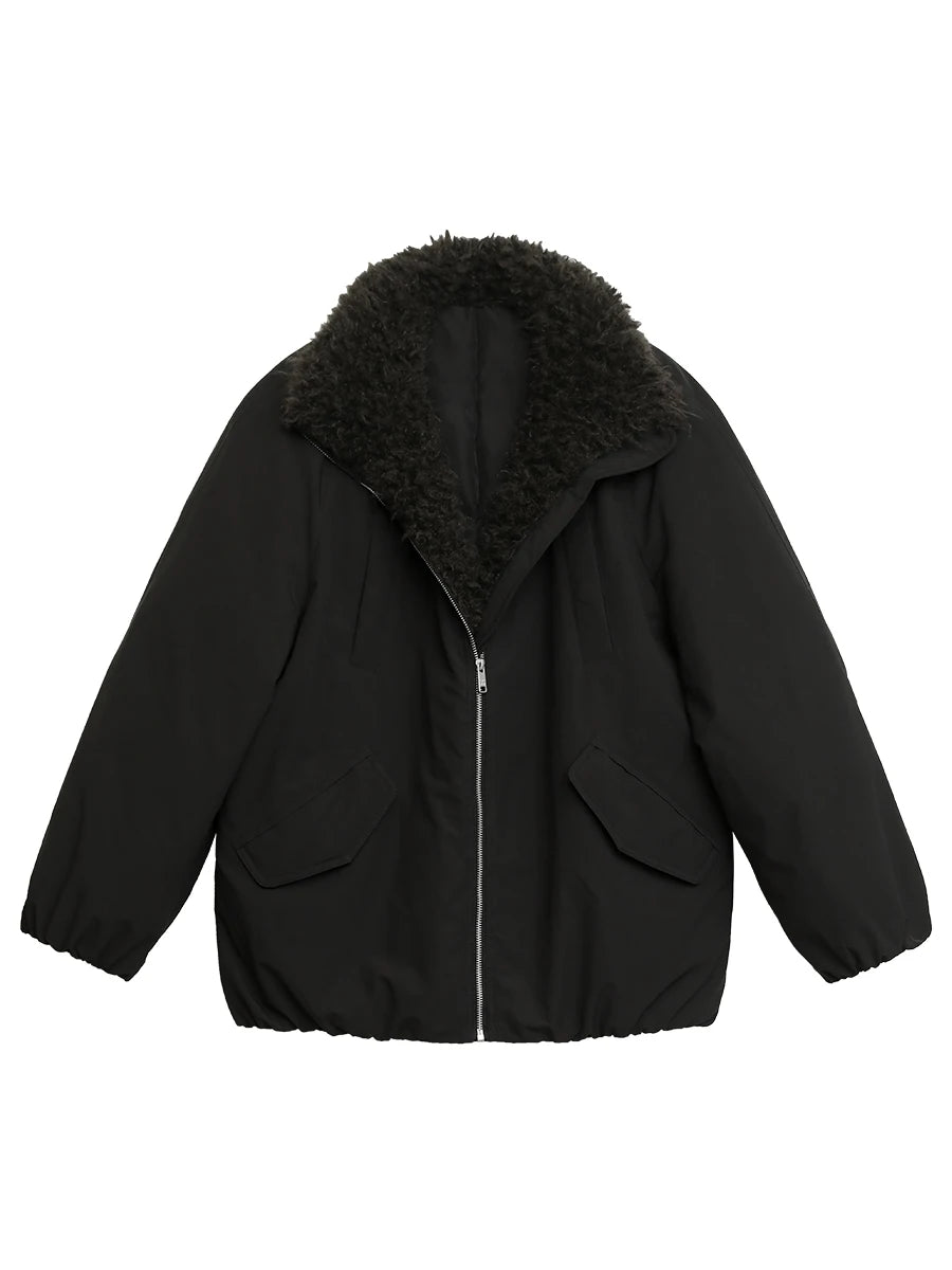 CHIC VEN Women Down Coats Loose Casual 90 White Duck Down Jacket Plush Splice Female Warm Overcoat Autumn Winter 2025