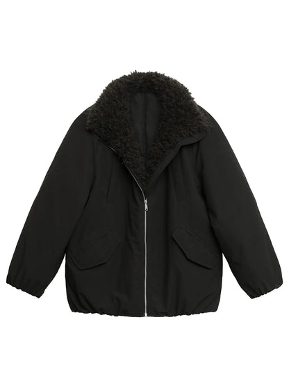 CHIC VEN Women Down Coats Loose Casual 90 White Duck Down Jacket Plush Splice Female Warm Overcoat Autumn Winter 2025
