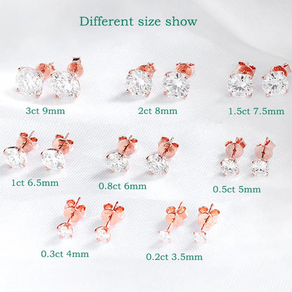 Smyoue 18K Plated 0.1-3CT Moissanite Stud Earrings for Women Men Sparkling Classic Bridal Jewelry 925 Silver Rose Gold Earring