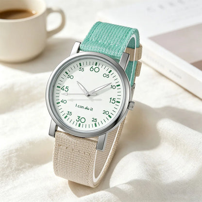 Women Quartz Watch Nylon Strap Simple Analog Wristwatch Ladies Watches