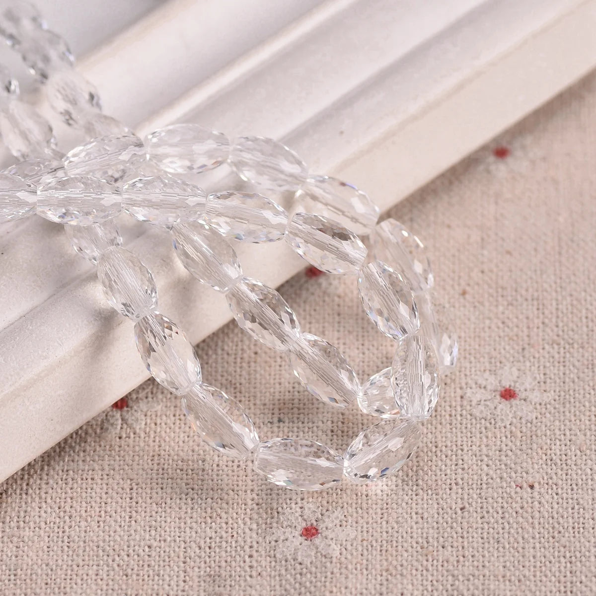 10pcs 12x8mm Oval Cylinder Faceted Cut Crystal Glass Loose Crafts Beads for Jewelry Making DIY