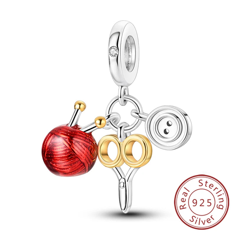 Original 925 Sterling Silver Charms Beads Winter Snowflake Snowman Igloo Penguin Pendant Fit Bracelet Charms Women Jewelry Gift