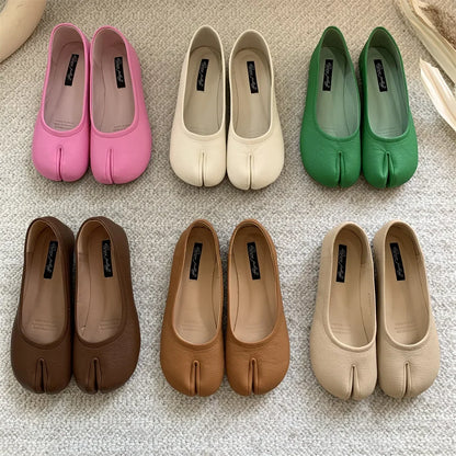 Women's Leather Toe Separator Loafers Flat Comfortable Slip-On Breathable Casual Shoes