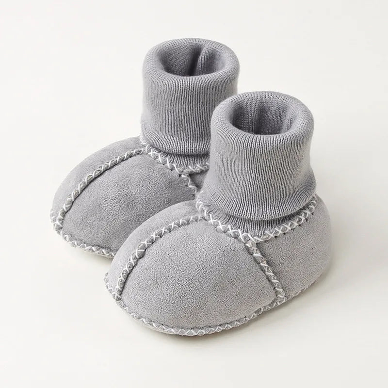 Baby Suede Leather Thick Shoes Infants Winter Plush Warm Booties Fur Girls Booties Unisex Sheepskin Kids Boy Floor First Walkers