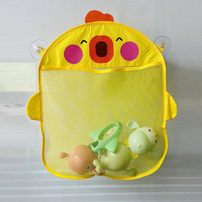 Baby Shower Toy Cute Duck Frog Net Toy Storage Bag Strong Suction Cup Baby Shower Game Bag Bathroom Organizer Water Toy