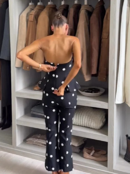 Chic Retro Polka Dot Jumpsuit Elegant Trendy Romper Women Feminine Stylish Casual Street Outfits