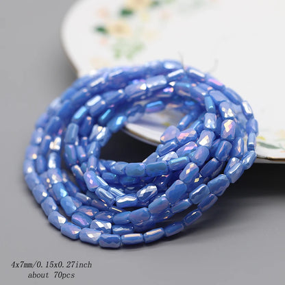 70pcs/lot Color Faceted Square Loose Beads Crystal Glass Beads Faceted Loose Spacer Beads for Jewelry Making DIY