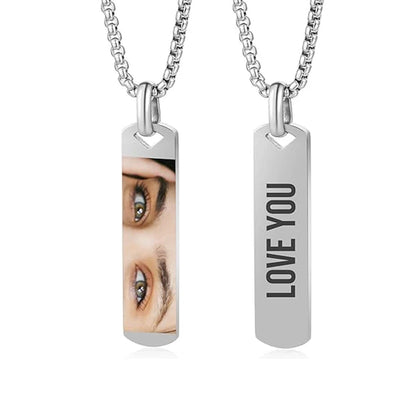 Personalized Eyes Necklace for Men Women Custom Eye Picture Pendant Necklace Engraving Name Necklaces Jewelry Gifts for Him Her