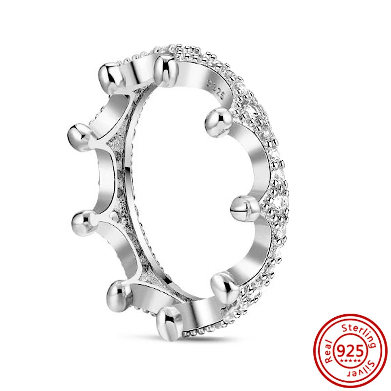 New 925 Sterling Silver Shiny Classic Square Crown Heart-shaped Ring Exquisite Luxury Charm Jewelry Holiday Surprise Gifts