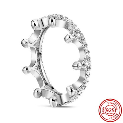 New 925 Sterling Silver Shiny Classic Square Crown Heart-shaped Ring Exquisite Luxury Charm Jewelry Holiday Surprise Gifts