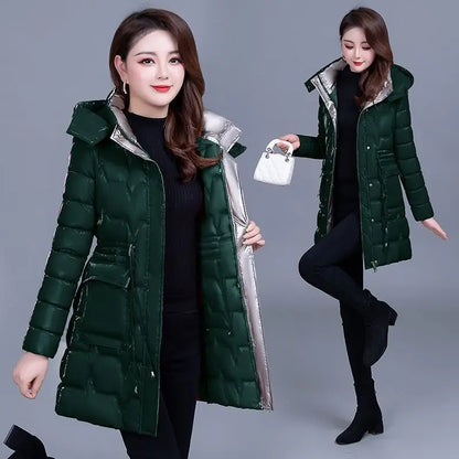Women's Clothing 2023 New Middle-Aged Winter Down Cotton Jacket Parka Hooded Thicken Warm Coat Female Loose Overcoat Ladies Tops
