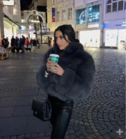 2024 Women's Faux Fur Coat Winter Women Short Warm Thick Faux Fox Fur Coat Vests Raccoon Fake Fur Coat Office Lady Warm Jacket
