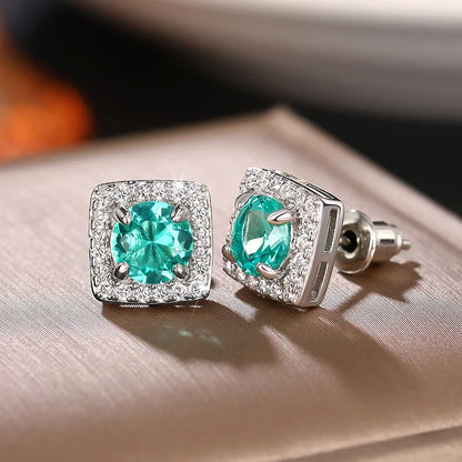 Huitan Stylish Women's Stud Earrings with Brilliant Cubic Zirconia Young Fashion Female Daily Accessories for Engagement Party