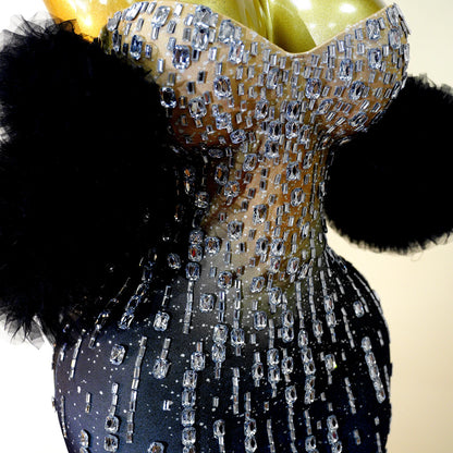 High End Ladies Formal Dress Sparkling Rhinestone Tubular Maxi Dress Sexy Birthday Dinner Dance Celebration Party Stage Costume