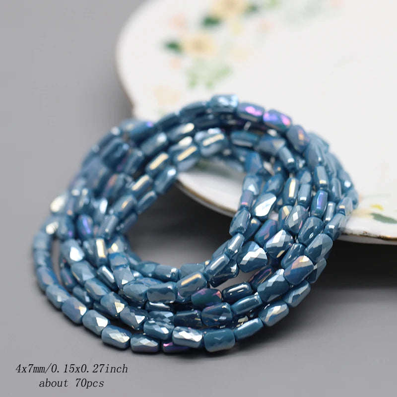 70pcs/lot Color Faceted Square Loose Beads Crystal Glass Beads Faceted Loose Spacer Beads for Jewelry Making DIY