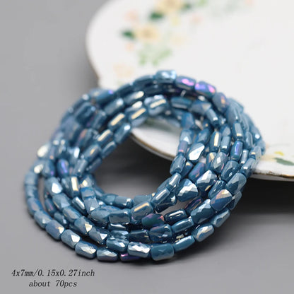 70pcs/lot Color Faceted Square Loose Beads Crystal Glass Beads Faceted Loose Spacer Beads for Jewelry Making DIY