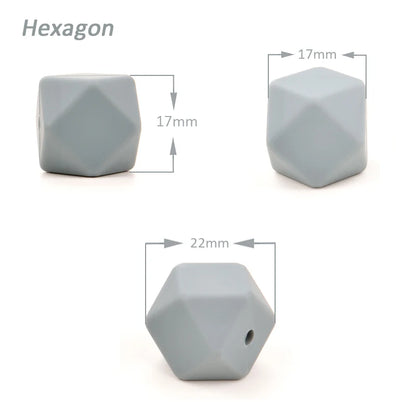 LOFCA 10pcs 14mm/ 17mm Hexagon Silicone Beads  For Jewelry Making Bulk DIY Necklace Pacifier Chain  Popular Jewelry Accessories