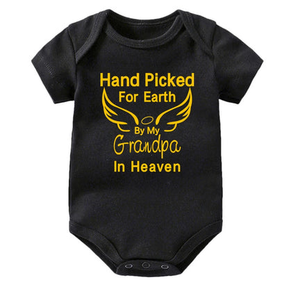 Hand Picked for Earth By My Grandpa/grandma In Heaven Baby Bodysuit Romper Summer Short Sleeve Jumpsuit Ropa