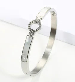Stainless Steel With Zirconia Bracelet Bangle Simple Jewelry