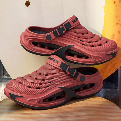Fashion Hollow Out Thick Bottom Sports Sandals Men Eva Soft Sole Summer Clogs Sandals Men Non Slip Outdoor Driving Beach Sandles