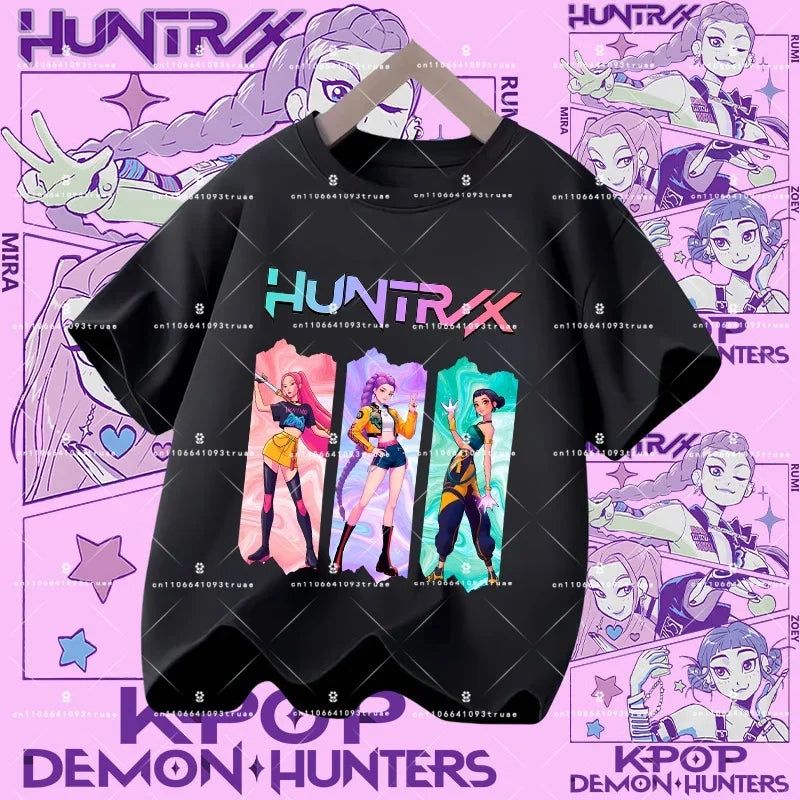 Kpop Demon Hunters Parent Child Halloween Kpop Demon Hunters TShirt Harajuku Casual Fashion Cotton Kid's Tshirt Cosplay Clothing