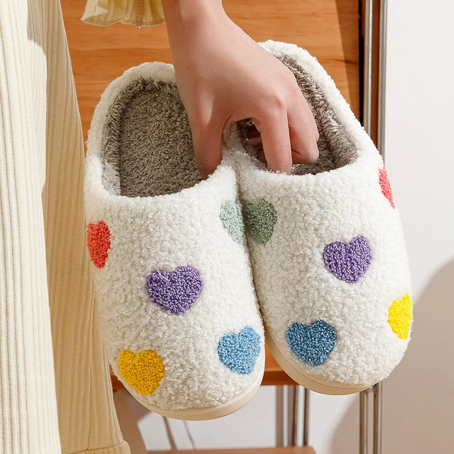 Valentine's Day Women Slippers Winter Bedroom Fashion Colorful Heart Warm Comfortable Concise Home Shoes Girlfriend Gift