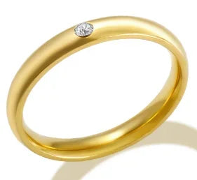 Crystal High End Non Tarnish Fashion Geometric Open Gold Plated Stainless Steel Rings for Women Wedding Ring Jewelry