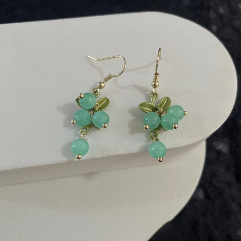 Cute Berries Earring Creative Berry And Leaves Design Beaded Earrings For Gifts Wholesale Cute Fruit Earrings Custom Packaging