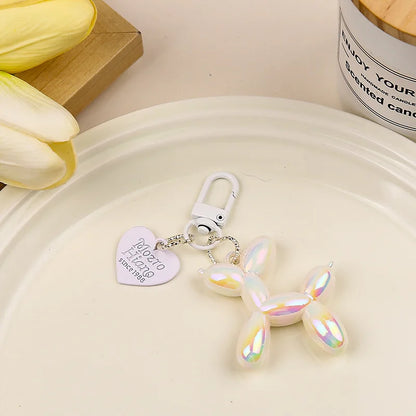 Cute Acrylic Cartoon Balloon Dog Keychains For Women Girls Bag Pendant Car Key Chains Fashion Jewelry Gift Decoration Accessory