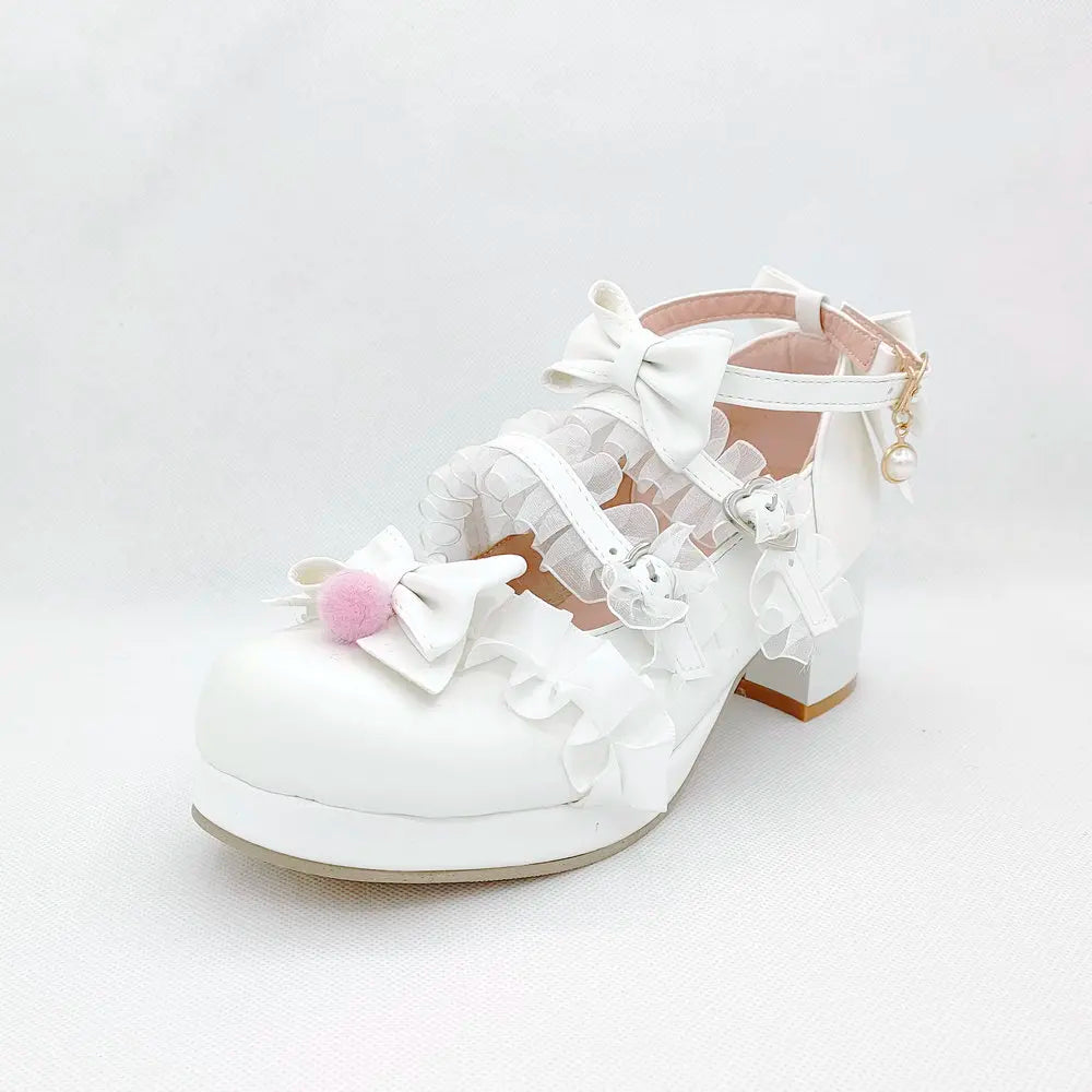 Cross-Strap Bow-Detail Mary Jane Heels